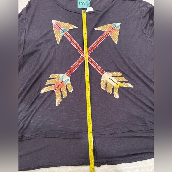 Judith March Gray oversized Arrow appliqué boho top - Picture 6 of 6